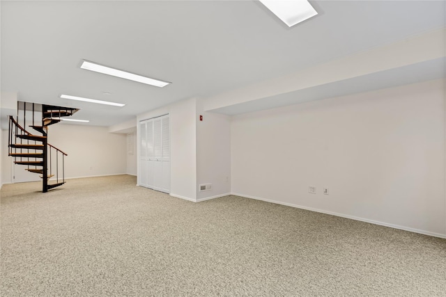 405 Driftway Ln, Brewster, NY 10509 - finished below grade area featuring stairs, carpet, and baseboards
