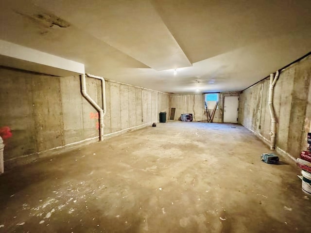 view of unfinished below grade area