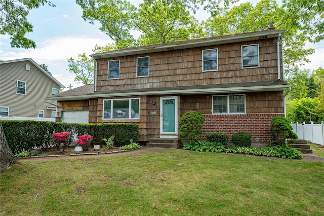 48 Crocus Ln, Commack, NY 11725 - view of front of house featuring a garage, a chimney, and entry steps