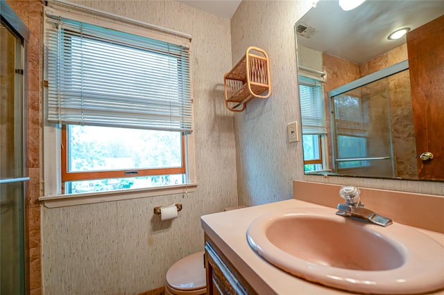 48 Crocus Ln, Commack, NY 11725 - bathroom with a shower stall, vanity, and toilet