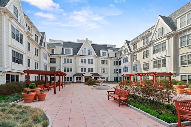 surrounding community with a pergola