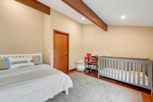 38A Claremont Rd, Scarsdale, NY 10583 - bedroom featuring beamed ceiling, wood finished floors, recessed lighting, and baseboards