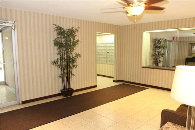 welcome area featuring a ceiling fan