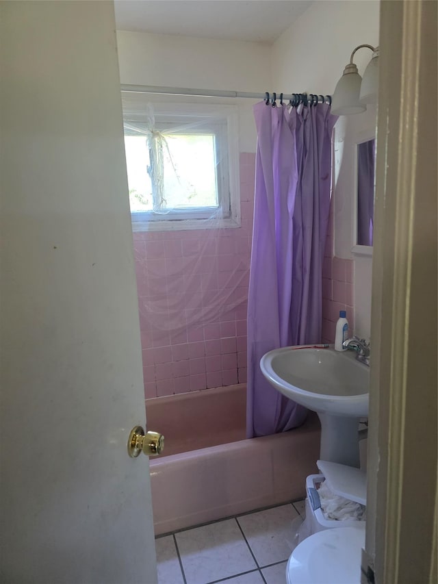 21 Krause St, Bay Shore, NY 11706 - bathroom with tile patterned flooring, shower / bath combo with shower curtain, and toilet