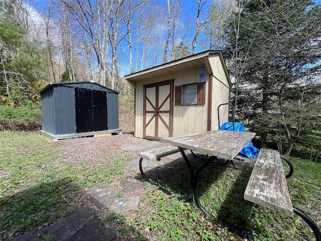 view of shed