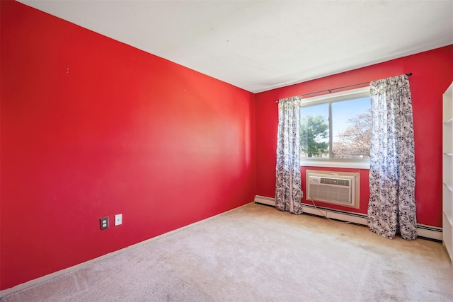 2433 Union Blvd Unit 4B, Islip, NY 11751 - empty room with baseboards, carpet flooring, a baseboard radiator, and a wall mounted air conditioner