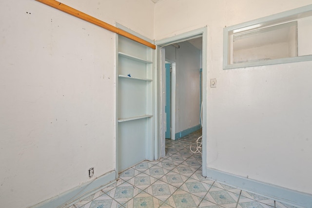 corridor with built in shelves