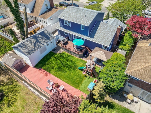 drone / aerial view featuring a residential view