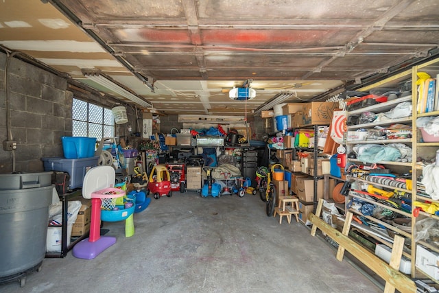 interior space featuring concrete block wall