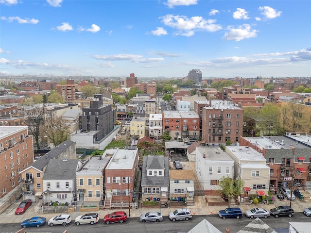 bird's eye view with a city view