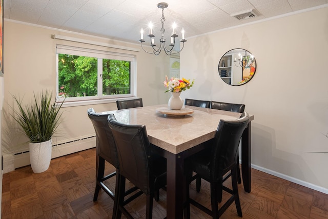 15 Riverview Farm Rd, Ossining, NY 10562 - dining area featuring a chandelier, crown molding, and baseboards