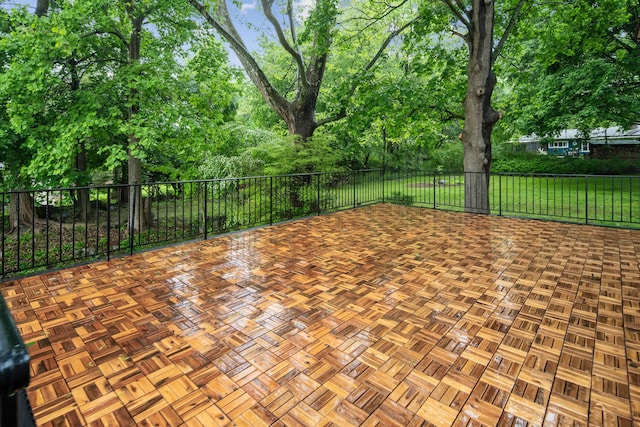 15 Riverview Farm Rd, Ossining, NY 10562 - view of patio / terrace with fence and view of wooded area