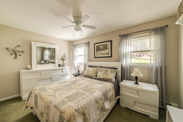 163 Smith Rd, Poughkeepsie, NY 12603 - bedroom featuring baseboards, ceiling fan, and dark carpet