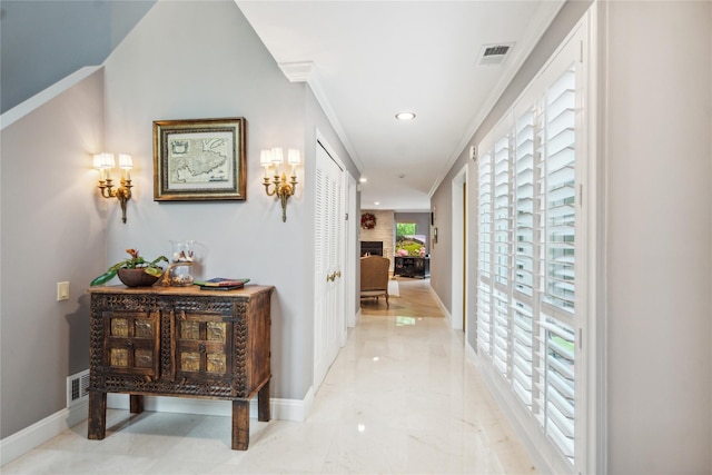185 Old Pond Ct Unit 185, Jericho, NY 11753 - corridor with baseboards, recessed lighting, and light marble finish floors