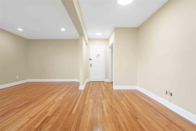 25-40 Union St Unit 6B, Flushing, NY 11354 - unfurnished living room featuring baseboards, recessed lighting, and light wood-style flooring