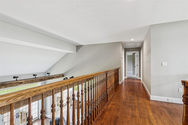 1465 Ackerly Pond Ln, Southold, NY 11971 - corridor featuring attic access, wood finished floors, and recessed lighting