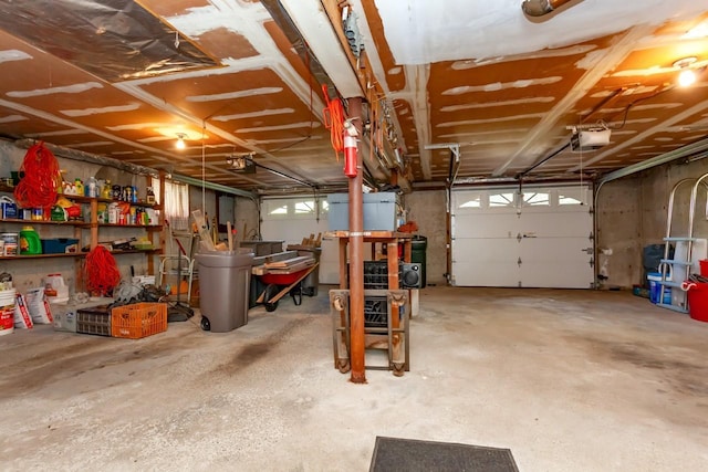 garage featuring a garage door opener and electric panel