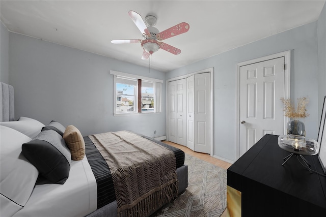 96 Pardee Ave, Islip, NY 11751 - bedroom with light wood finished floors, a closet, and a ceiling fan