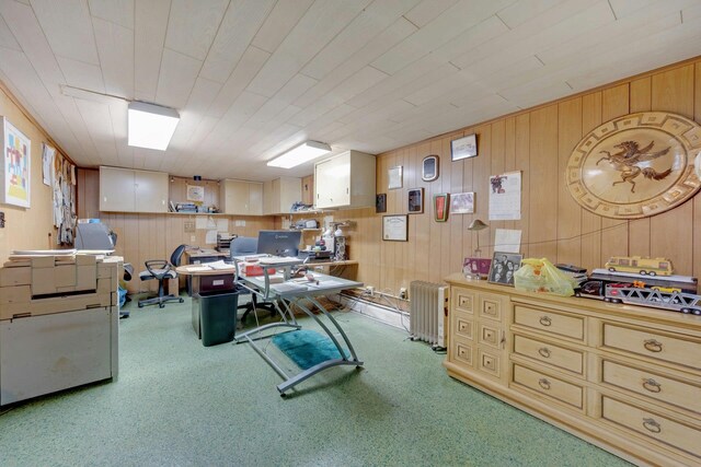 572 Scarsdale Rd, Tuckahoe, NY 10707 - office space with radiator, carpet, and wood walls