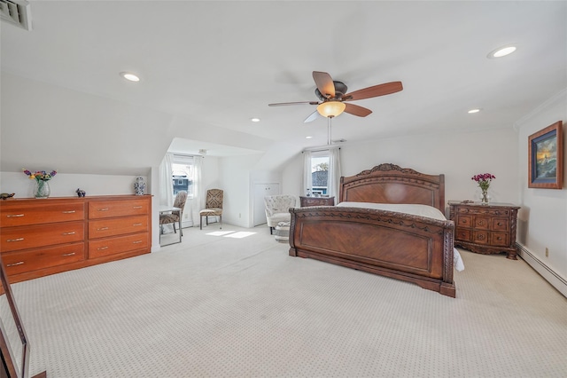86 Jefferson Ave, Island Park, NY 11558 - bedroom featuring light carpet, a ceiling fan, recessed lighting, and visible vents