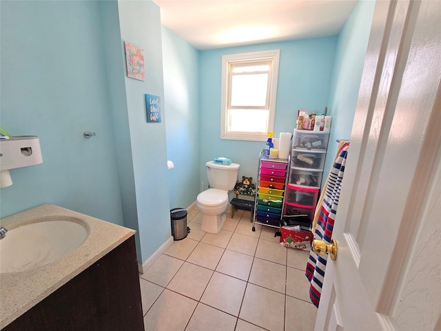221-15 112th Ave, Queens Village, NY 11429 - half bath featuring toilet, tile patterned floors, vanity, and baseboards
