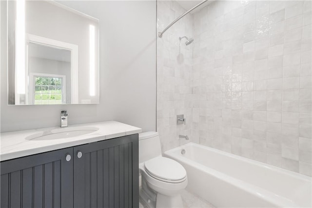 full bathroom with toilet, washtub / shower combination, and vanity