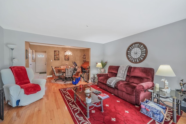 living room with wood finished floors