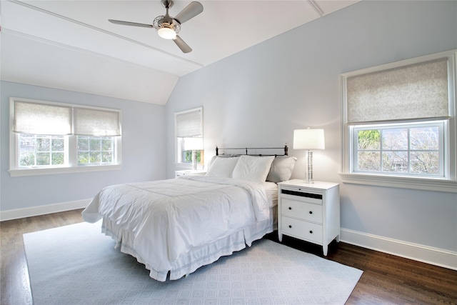 52 Northwoods Rd, Manhasset, NY 11030 - bedroom with vaulted ceiling, wood finished floors, baseboards, and ceiling fan