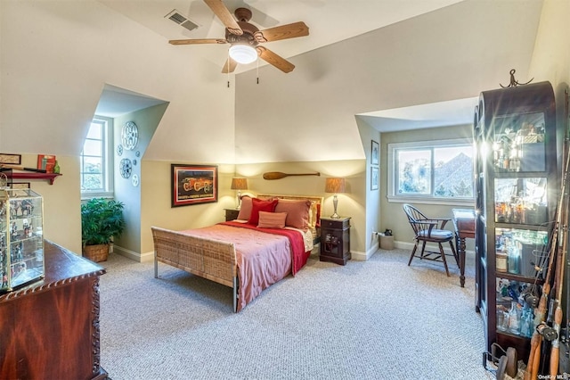 1640 Grandview Dr, Orient, NY 11957 - bedroom with carpet, baseboards, and vaulted ceiling