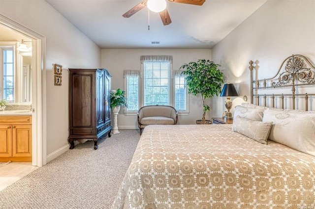 1640 Grandview Dr, Orient, NY 11957 - bedroom featuring baseboards, light colored carpet, and ceiling fan