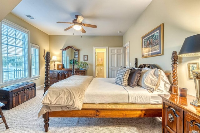 1640 Grandview Dr, Orient, NY 11957 - bedroom featuring carpet flooring, connected bathroom, baseboards, and ceiling fan