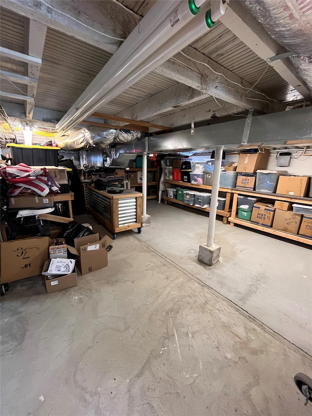 view of unfinished basement