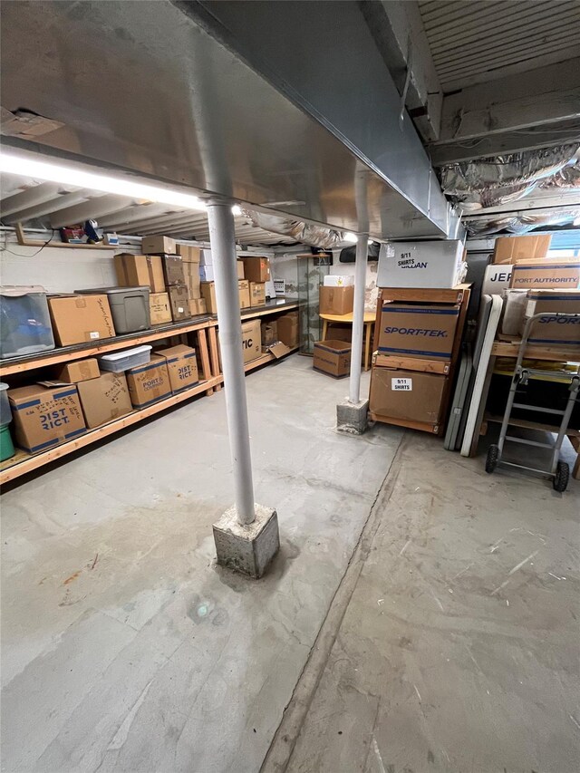 view of unfinished basement