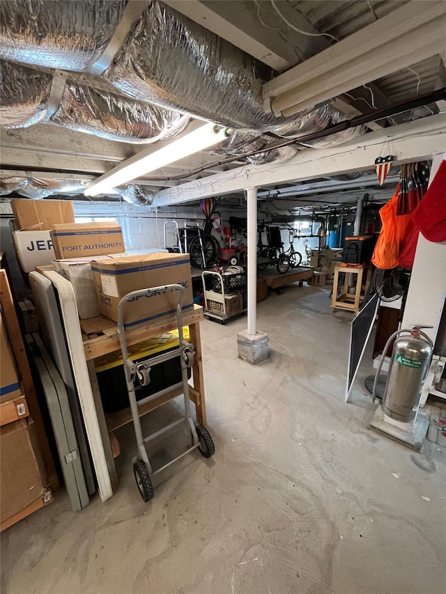 view of unfinished basement