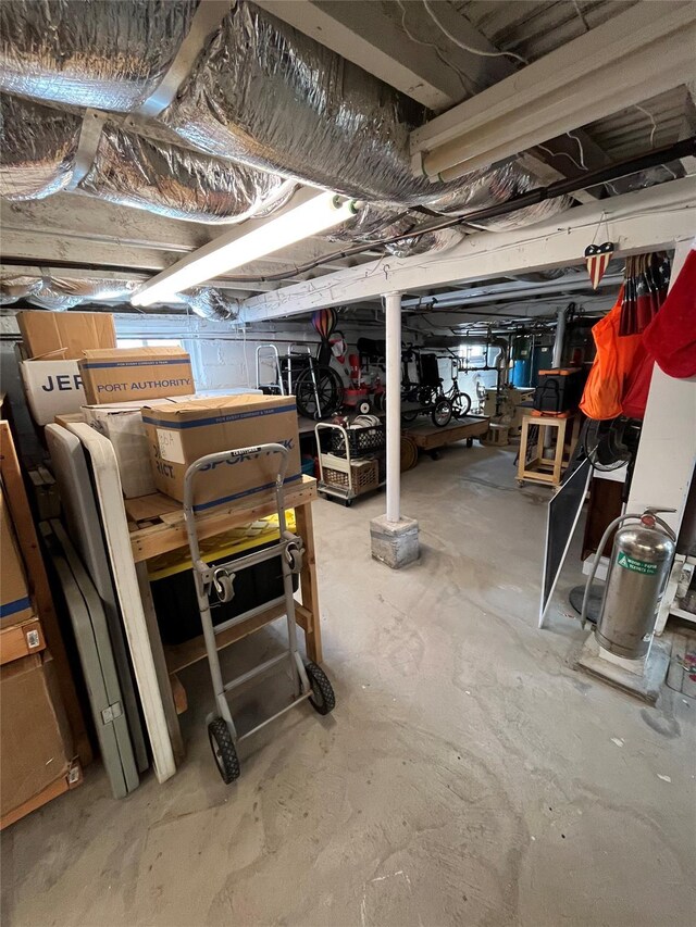view of unfinished basement