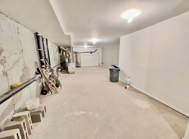 unfinished basement with water heater