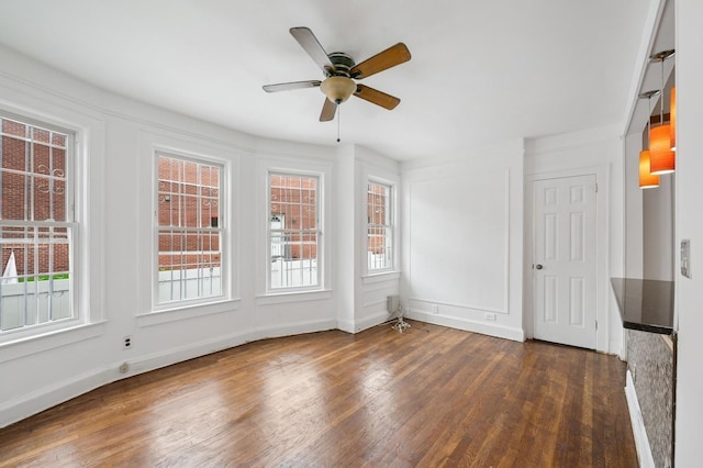 31-50 Buell, East Elmhurst, NY 11369 - empty room featuring wood finished floors, a ceiling fan, and baseboards