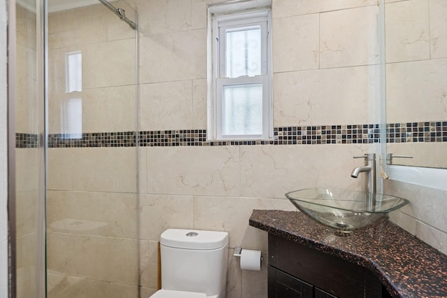 31-50 Buell, East Elmhurst, NY 11369 - full bath with tile walls, toilet, tiled shower, and vanity