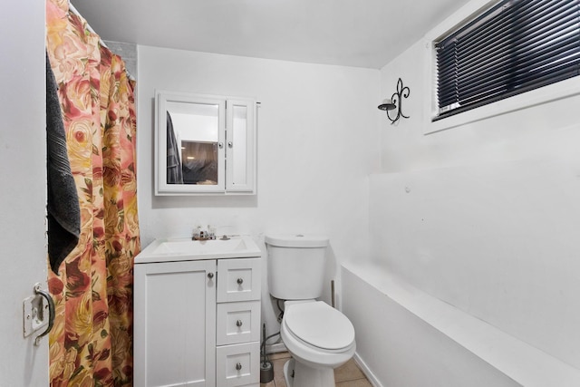 31-50 Buell, East Elmhurst, NY 11369 - full bath featuring toilet, vanity, tile patterned floors, and curtained shower