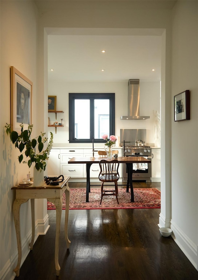 80 Clifton Ave, Kingston, NY 12401 - dining room with dark wood-style flooring and recessed lighting