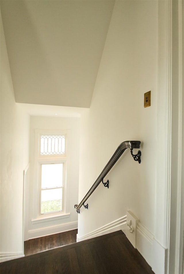 80 Clifton Ave, Kingston, NY 12401 - stairway with wood finished floors and vaulted ceiling