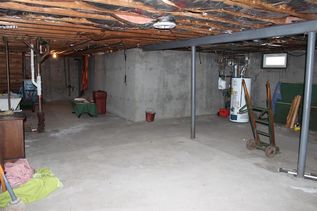 basement with gas water heater
