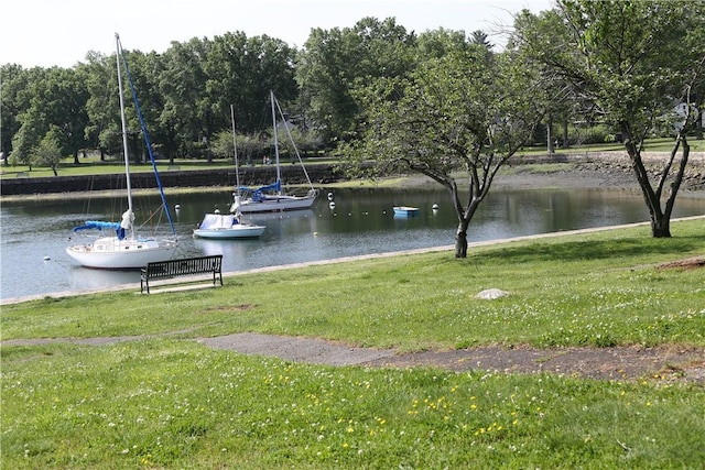 437 Carroll Ave, Mamaroneck, NY 10543 - view of property's community with a lawn and a water view