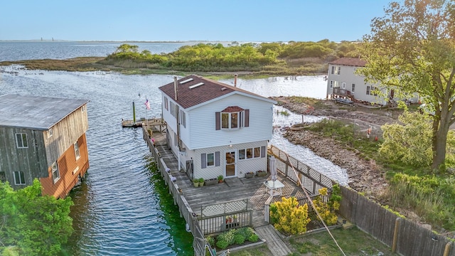 331 Cross Bay Blvd, Broad Channel, NY 11693 - rear view of house with a deck with water view and stairs