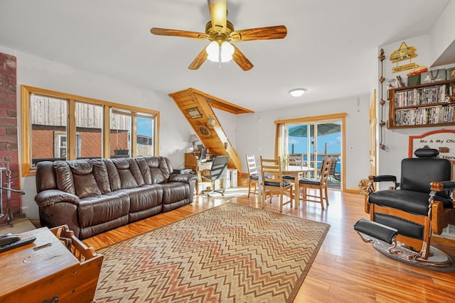 331 Cross Bay Blvd, Broad Channel, NY 11693 - living room with ceiling fan and wood finished floors