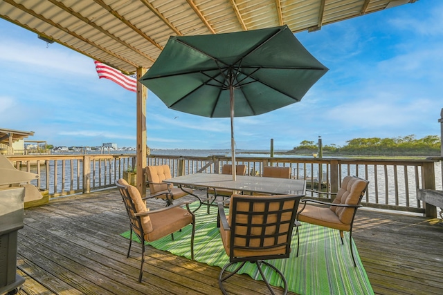 331 Cross Bay Blvd, Broad Channel, NY 11693 - wooden deck featuring outdoor dining space and a water view