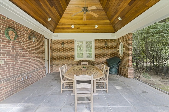 822 Bryant Ave, Roslyn Harbor, NY 11576 - view of patio / terrace featuring fence, outdoor dining space, and ceiling fan
