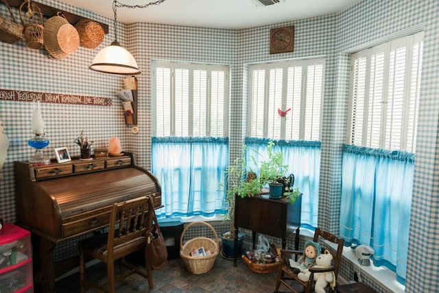 3 Cloister Ln, Middle Island, NY 11953 - miscellaneous room with wallpapered walls and visible vents