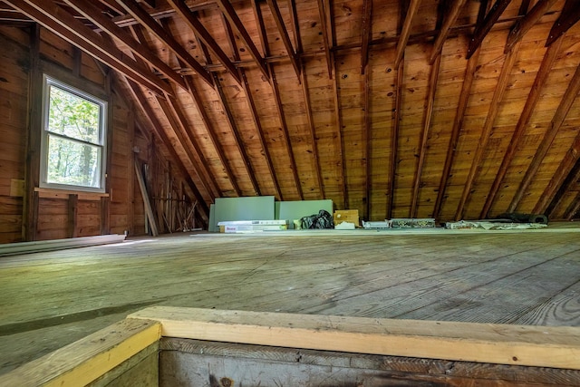 view of unfinished attic
