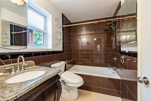 4220 Wickham Ave, Bronx, NY 10466 - bathroom with tiled shower / bath combo, toilet, tile walls, and vanity